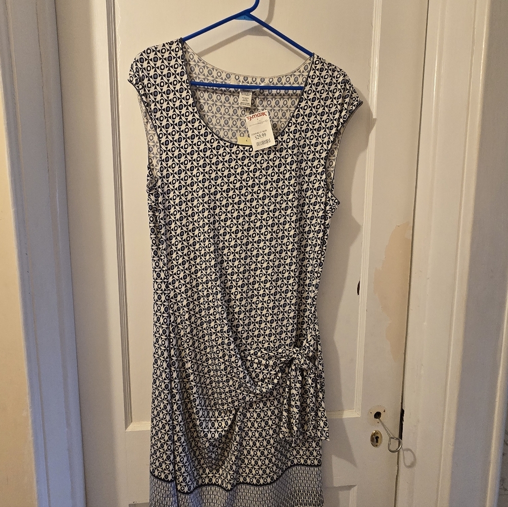 Blue and White Patterned Dress